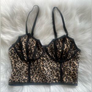 Leopard Print Bustier Crop Cami Top